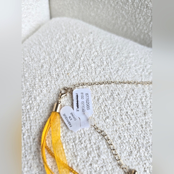 NWT Free People, Ribbon and Beaded Heart Choker, Marigold -NEW! - Picture 5 of 6